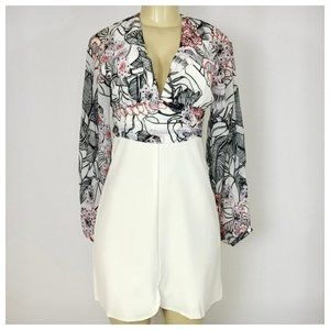 White Multi Color Dress Jr Medium